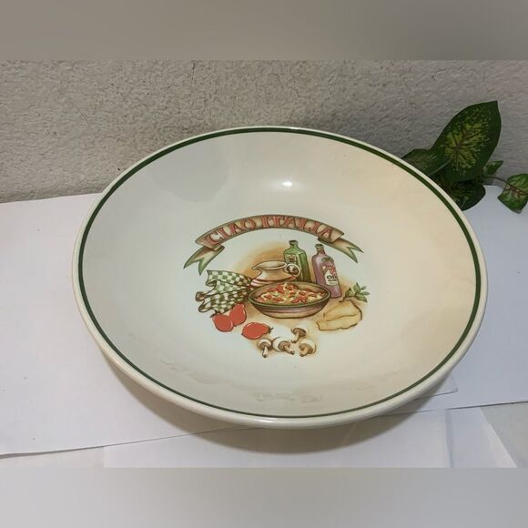 Vintage Ciao Italia Large Pasta Bowl Over and Back Inc Italy 12 3/4" - Picture 1 of 5